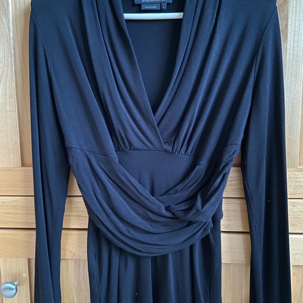 BCBGMaxAzria black, long-sleeve top, size S